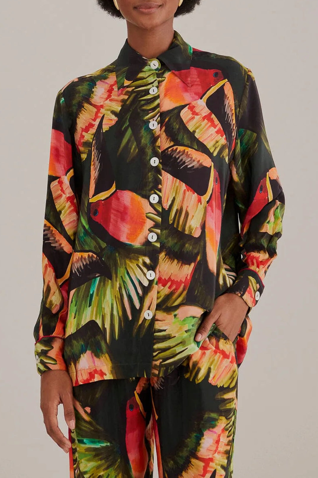 DJV_Painted Toucans Green Chemises & Blouses - Painted Toucans Green