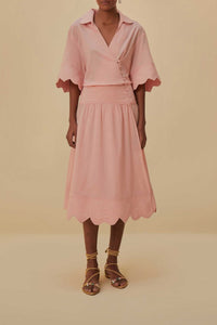 Robe midi Heart à motif en coton - Rose