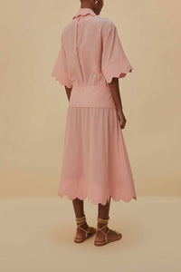 Robe midi Heart à motif en coton - Rose