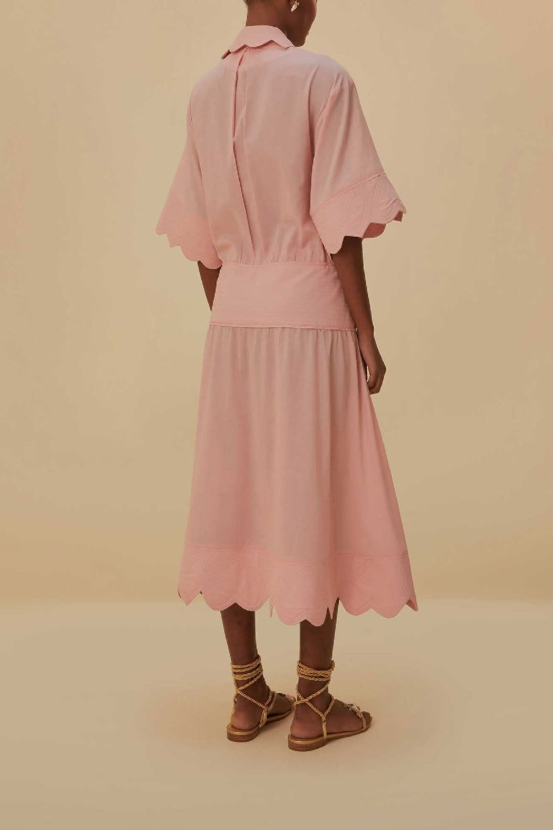 Robe midi Heart à motif en coton - Rose