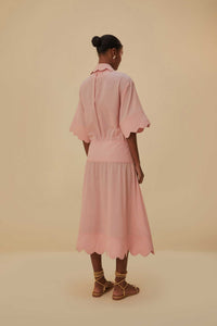 Robe midi Heart à motif en coton - Rose