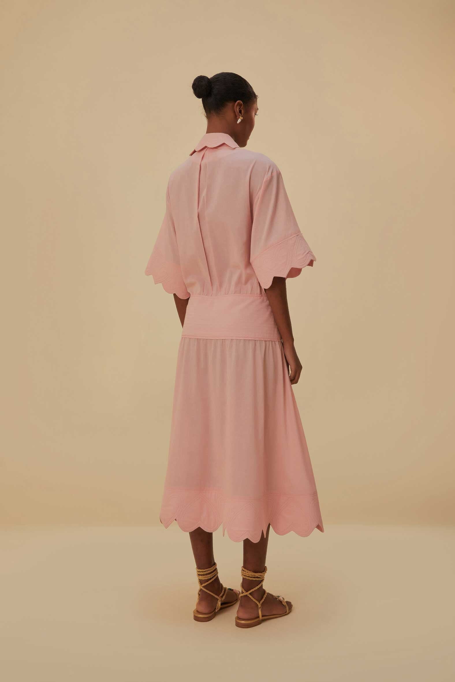 Robe midi Heart à motif en coton - Rose