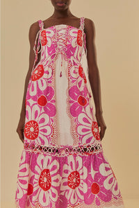 Robe midi Maia à bretelles en coton - Rose