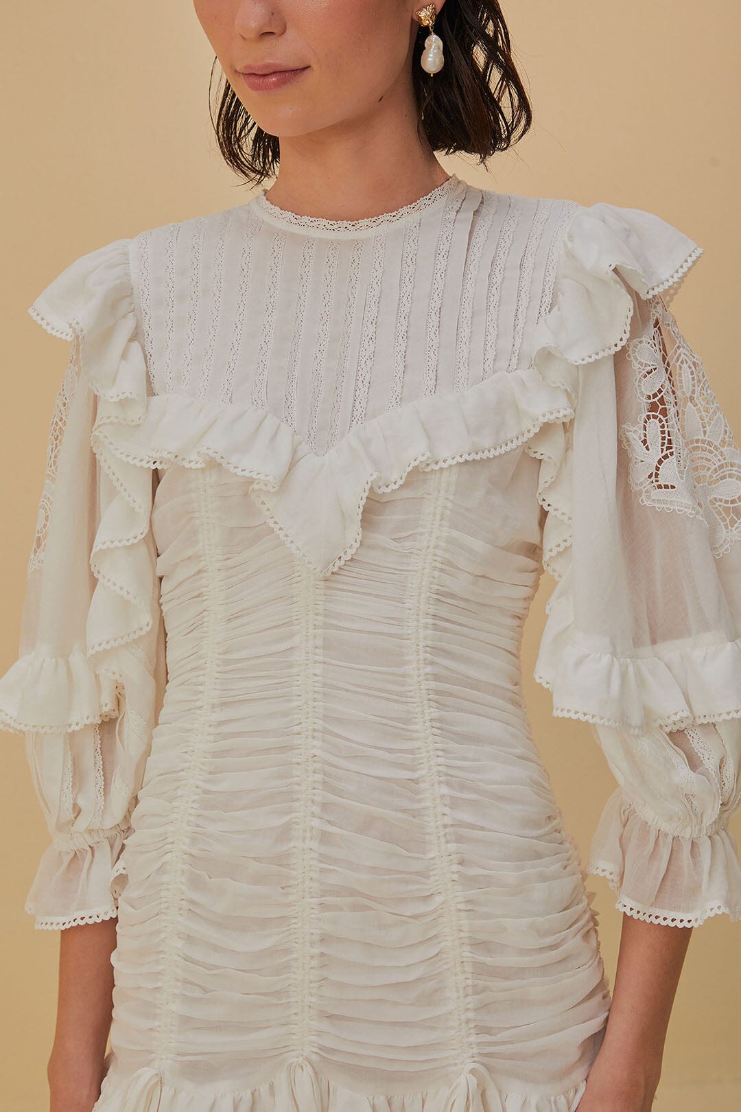 Robe courte Laced Short Sleeve - Blanc