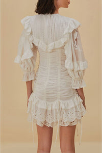 Robe courte Laced Short Sleeve - Blanc