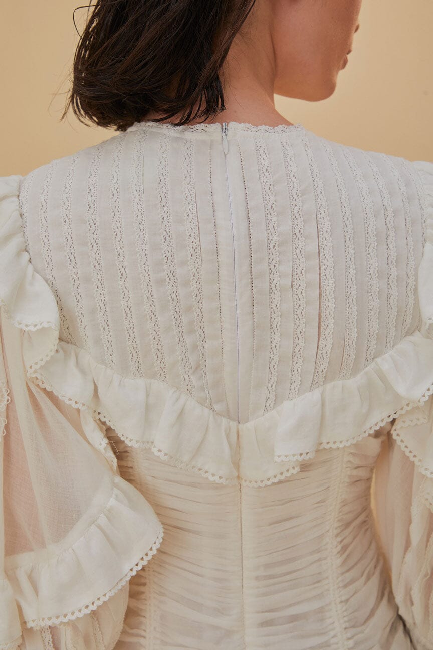 Robe courte Laced Short Sleeve - Blanc