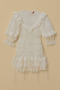 Robe courte Laced Short Sleeve - Blanc