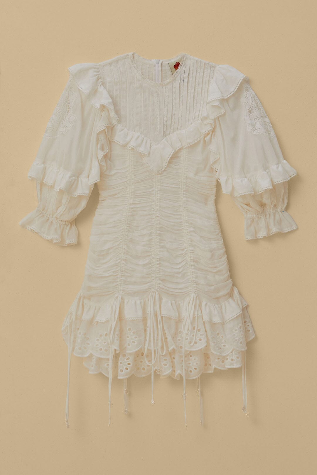 Robe courte Laced Short Sleeve - Blanc