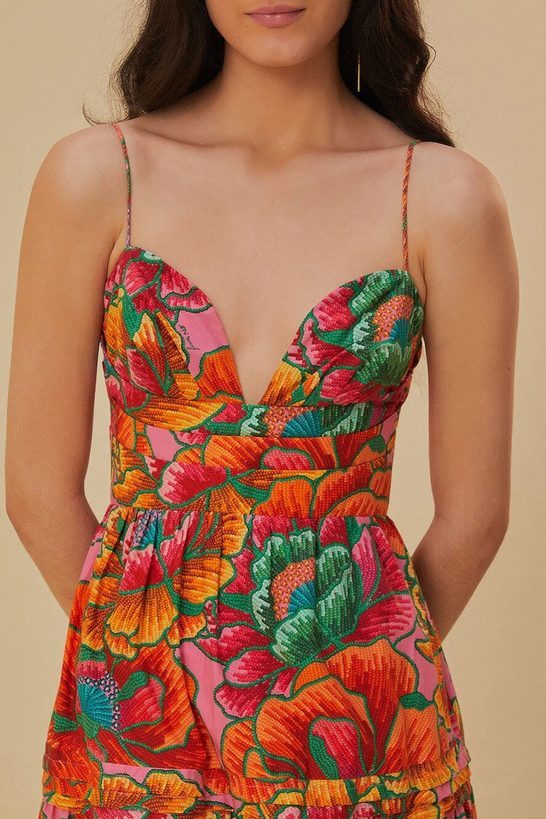 Beaded Spring Midi Dress - Pink