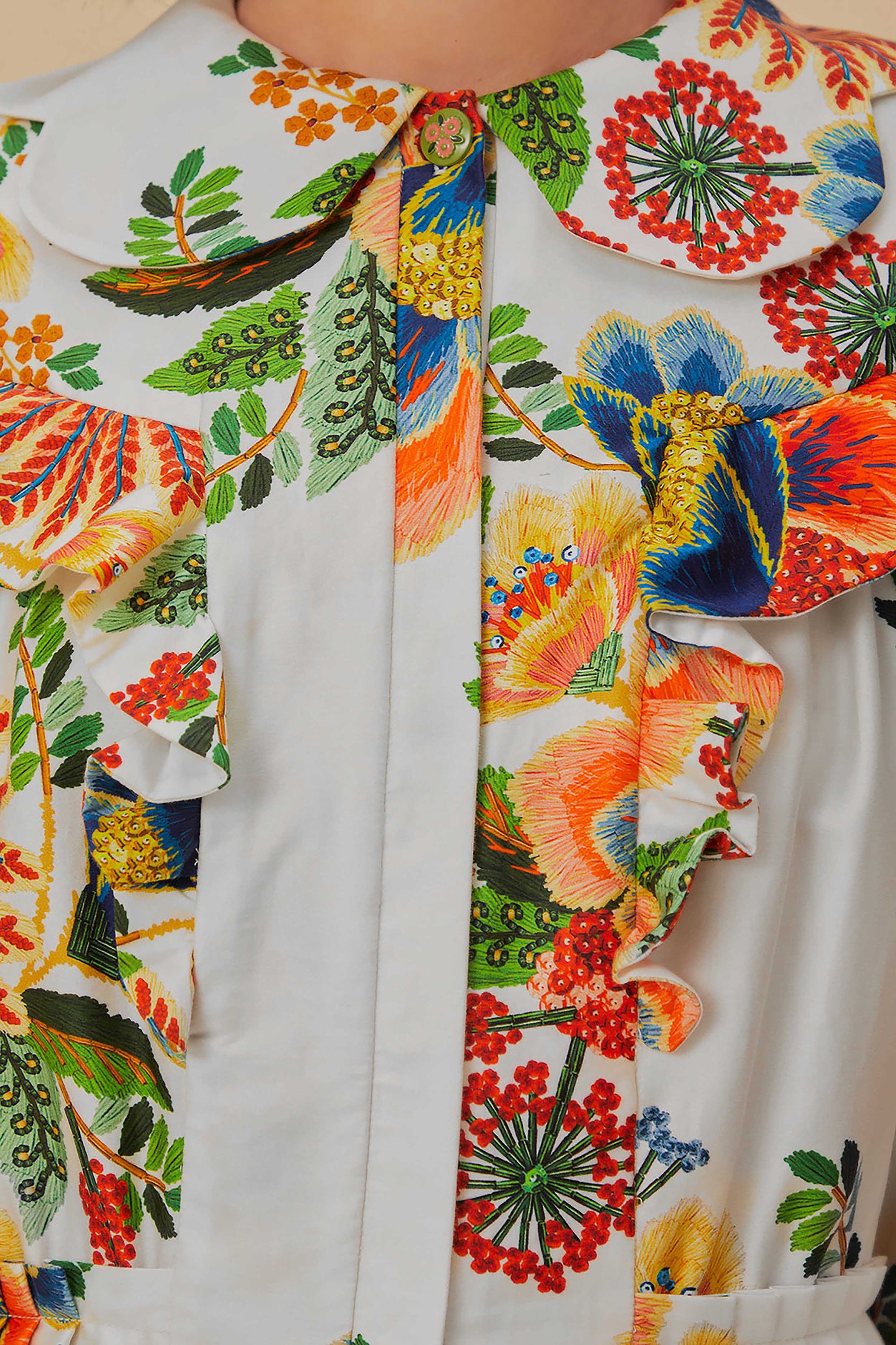 MEDIA OFF LINE_Robe courte Delicate Garden à manches courtes en coton - Blanc