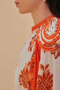 Blouse Aura à manches longues avec détails en coton - Orange
