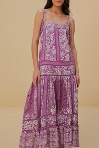 Robe longue Sweet Garden à bretelles en coton - Violet