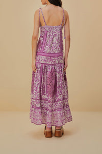 Robe longue Sweet Garden à bretelles en coton - Violet