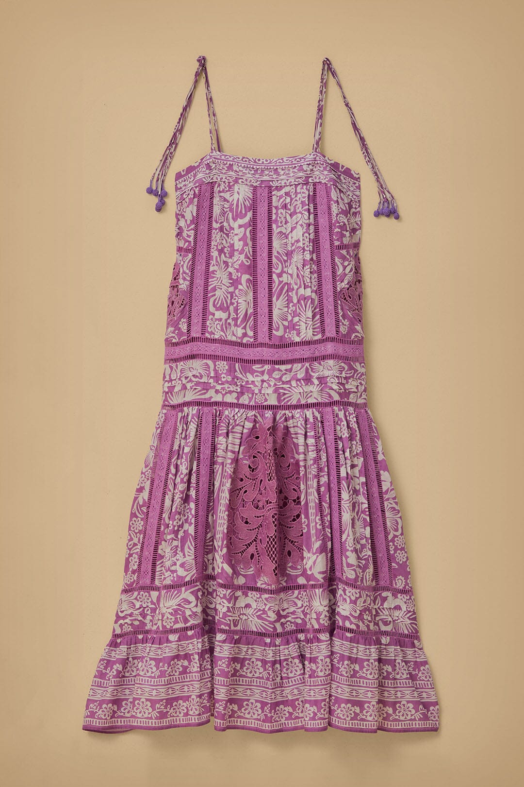 Robe longue Sweet Garden à bretelles en coton - Violet