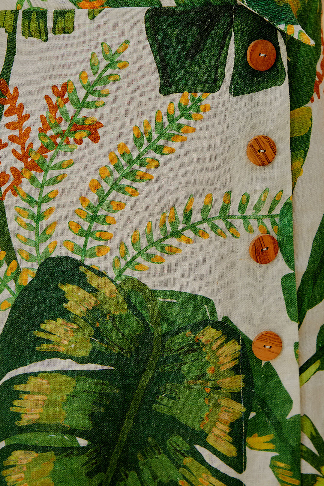 Robe courte Tropical Forest en lin - Vert