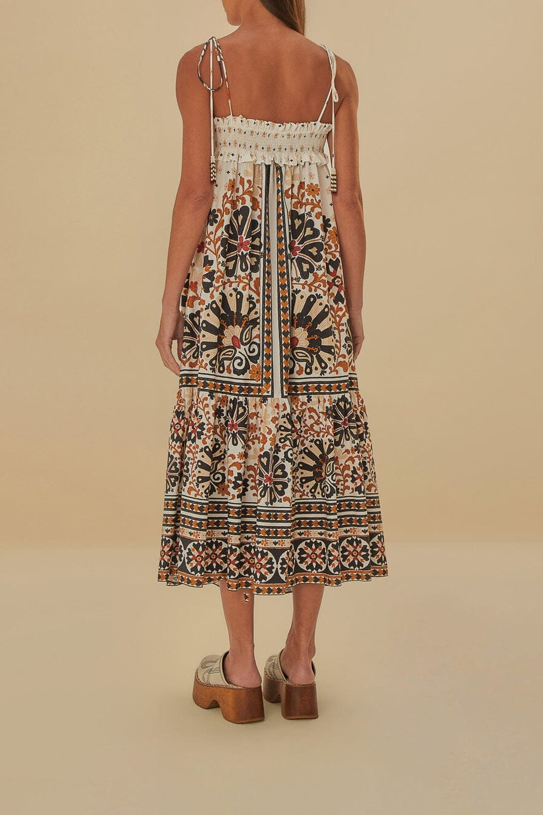 Robe longue Tapisserie Flower Fan en coton - Blanc