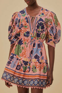 Robe courte Seashell en coton - Rose