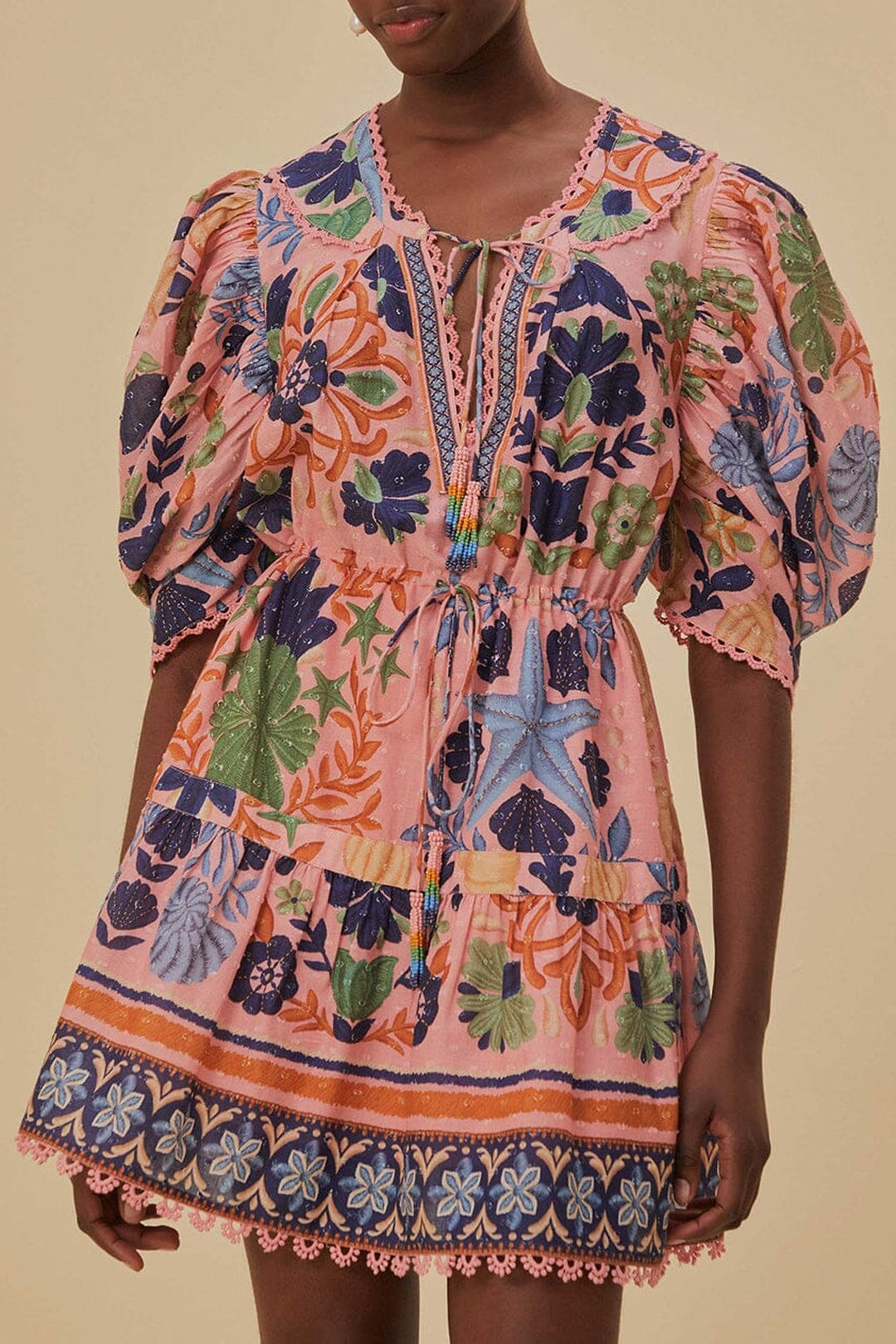 Robe courte Seashell en coton - Rose