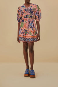 Robe courte Seashell en coton - Rose