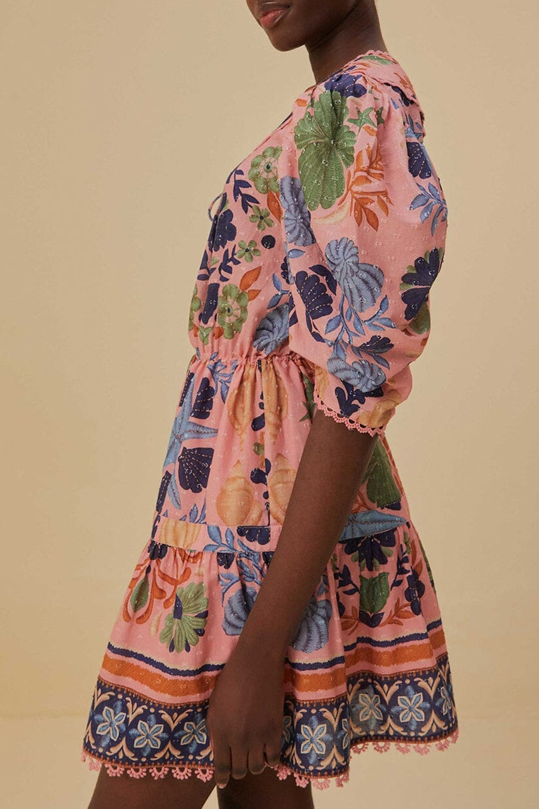 Robe courte Seashell en coton - Rose