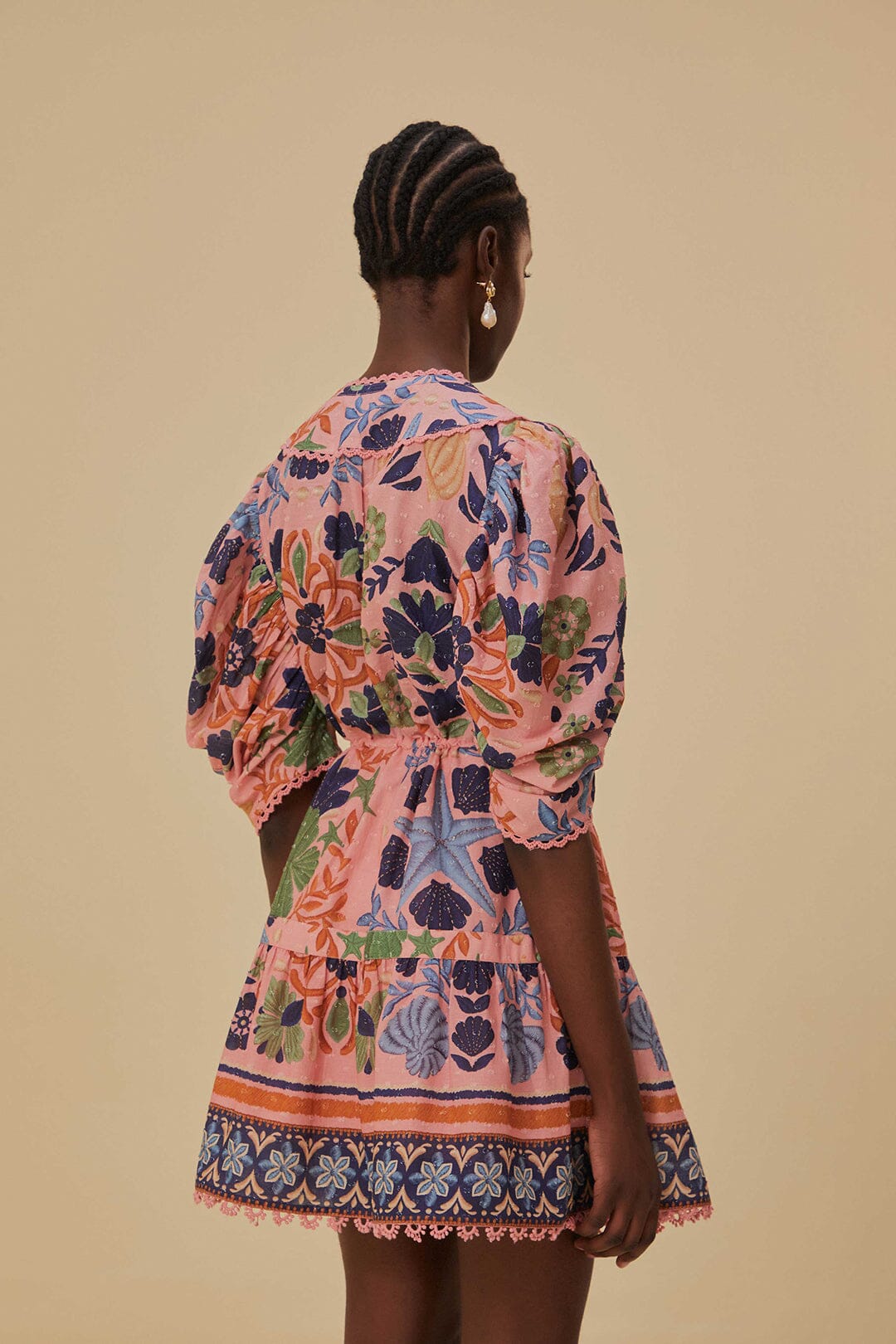 Robe courte Seashell en coton - Rose