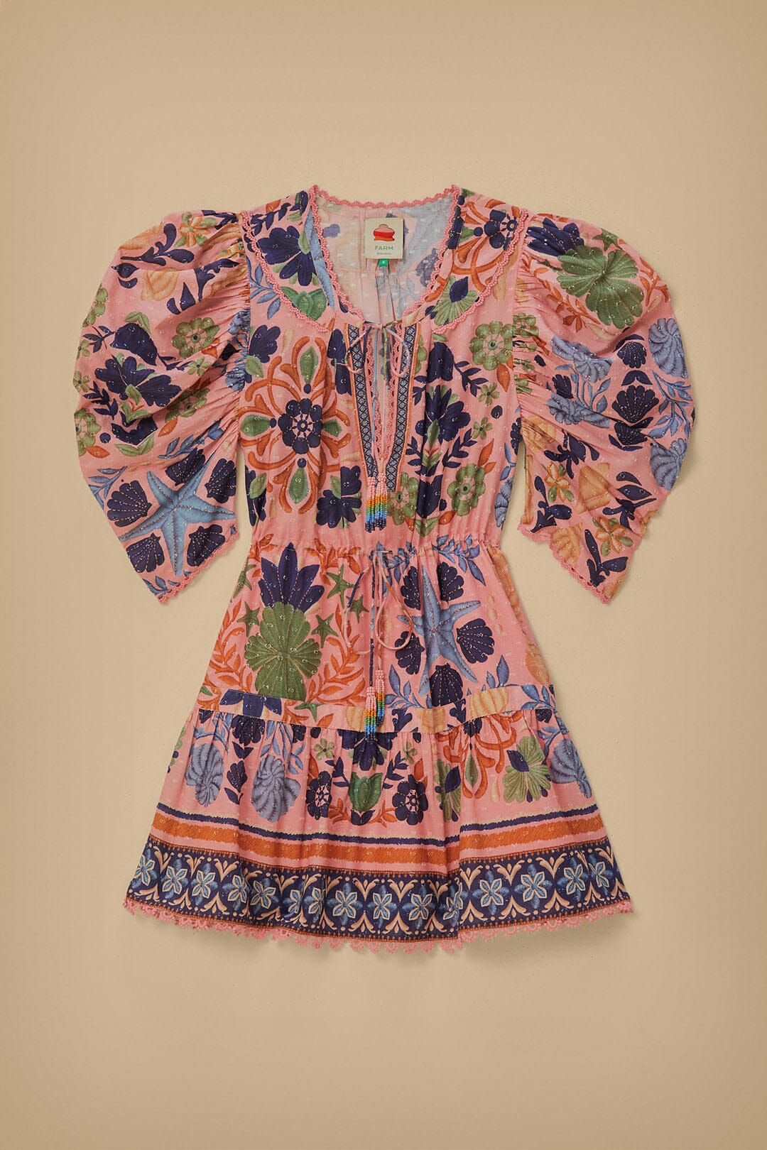Robe courte Seashell en coton - Rose