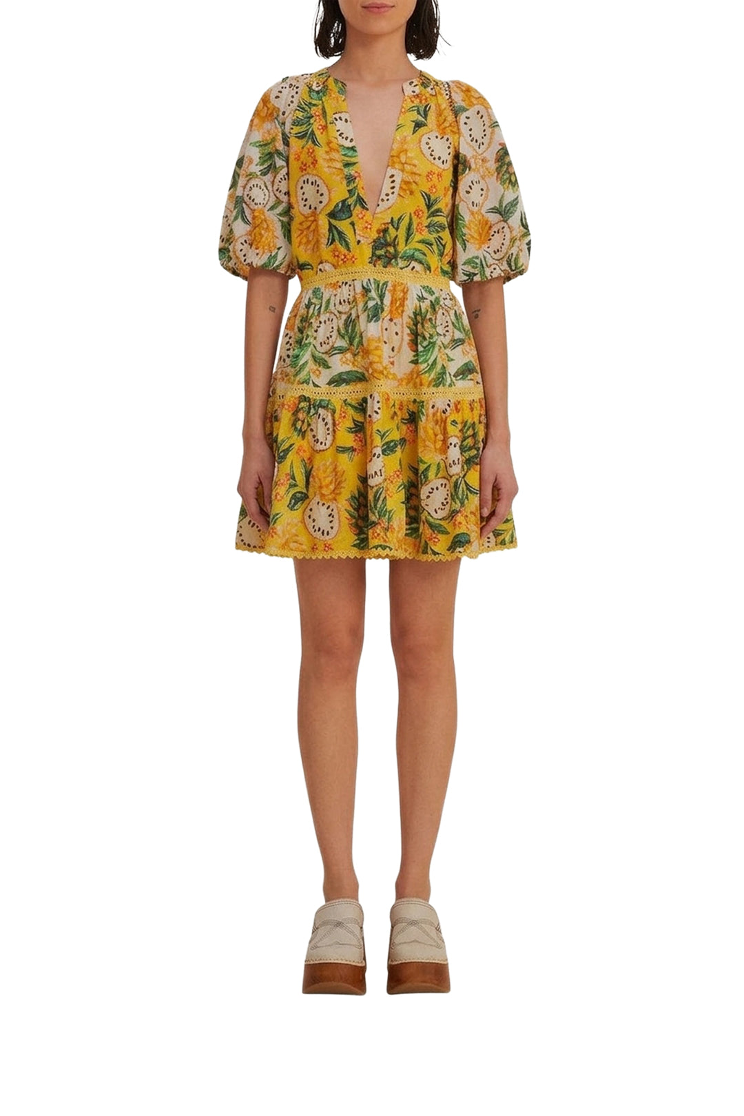 Robe courte Biriba Mix en coton - Jaune