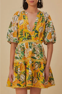 Robe courte Biriba Mix en coton - Jaune