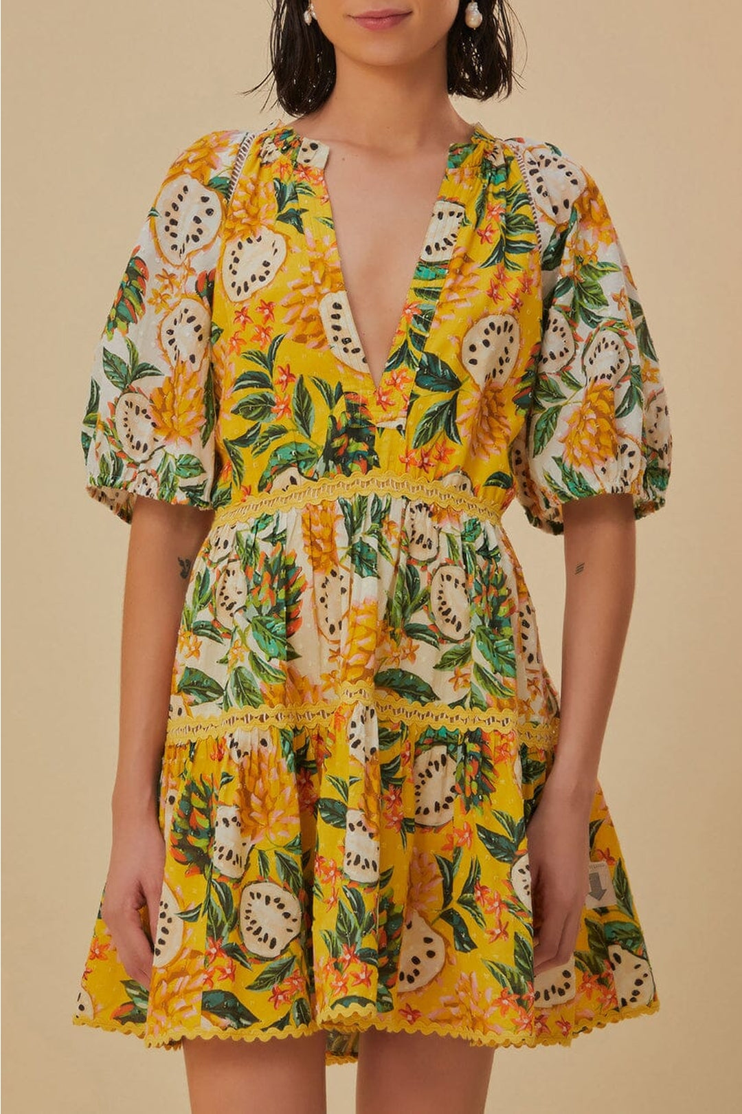 Robe courte Biriba Mix en coton - Jaune