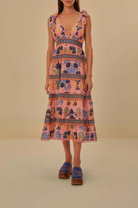 Robe midi Tapisserie Seashell en coton - Rose