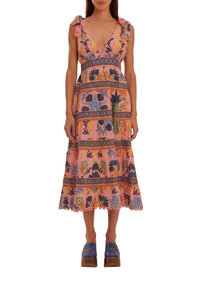 Robe midi Tapisserie Seashell en coton - Rose