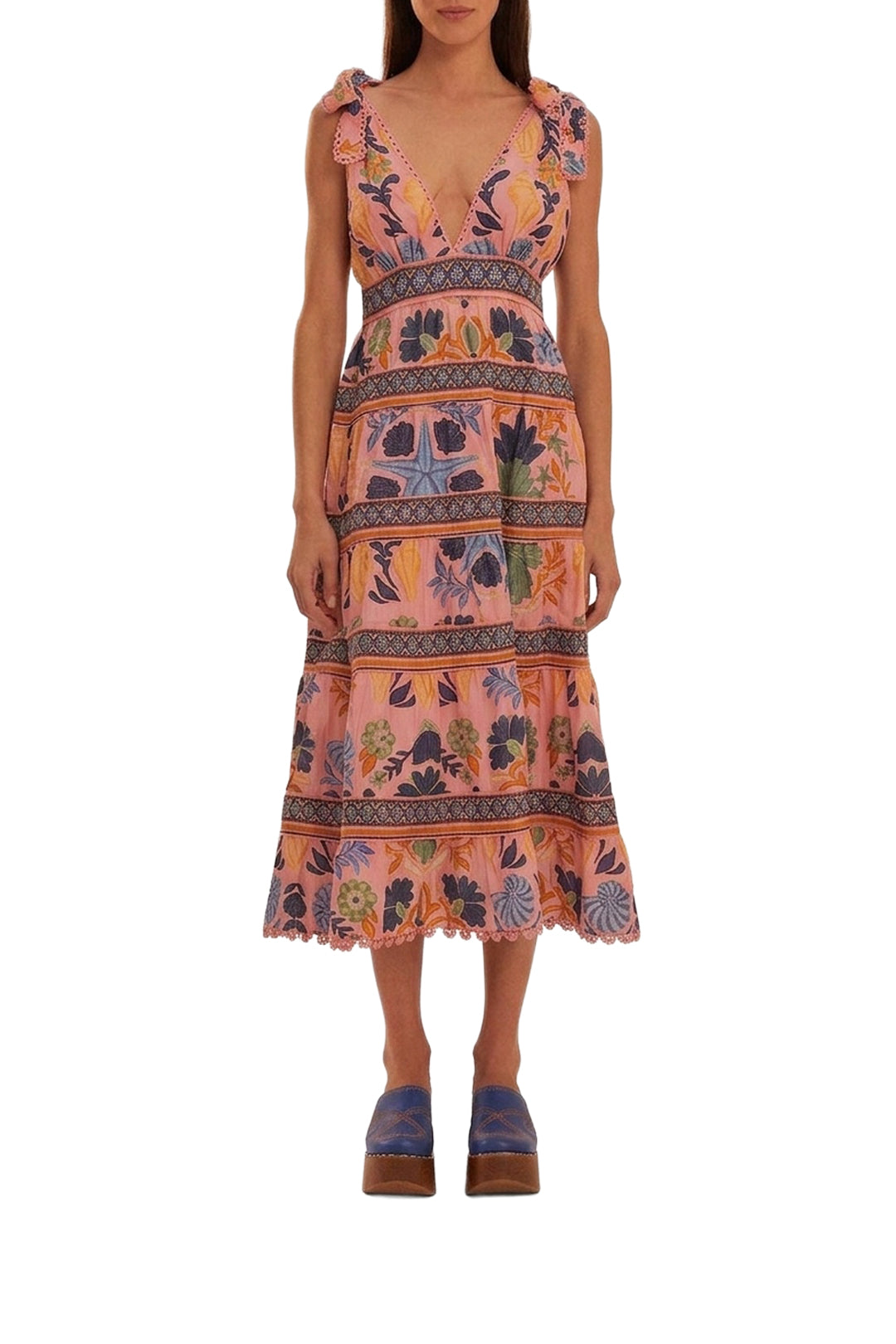 Robe midi Tapisserie Seashell en coton - Rose