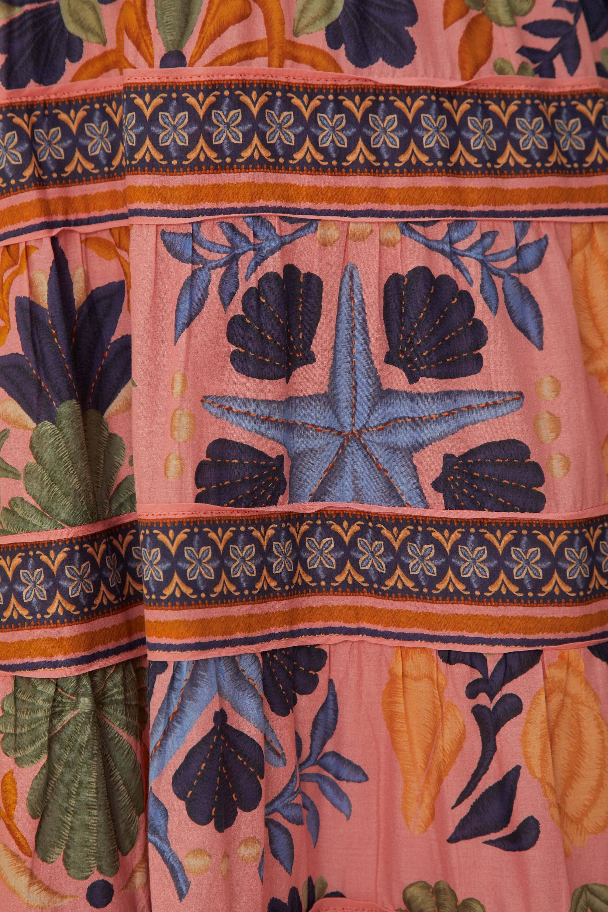 Robe midi Tapisserie Seashell en coton - Rose