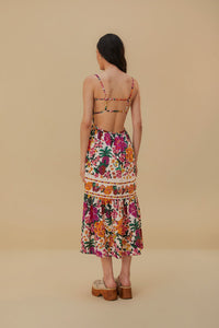 Robe midi à fleurs en coton - Multicolore