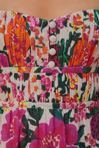 Robe midi à fleurs en coton - Multicolore