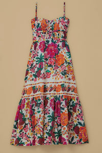 Robe midi à fleurs en coton - Multicolore