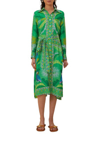 Macaw scarf midi dress - Green