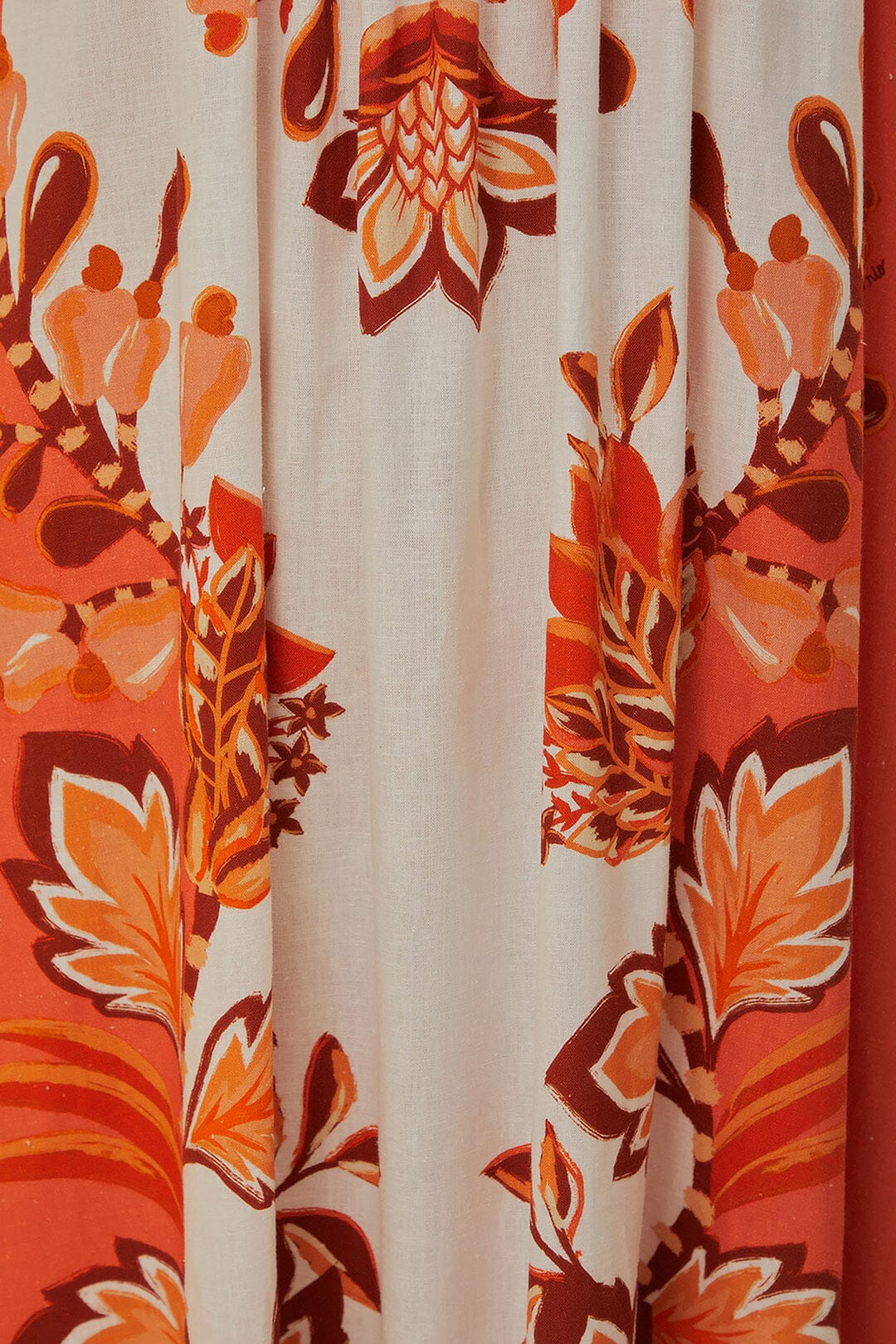 Robe longue Aura à col V en lin - Rouge