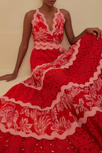 DJV_Flowerful Birds Red Robes longues - Flowerful Birds Red