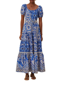 Robe longue Tile Dream en coton - Bleu