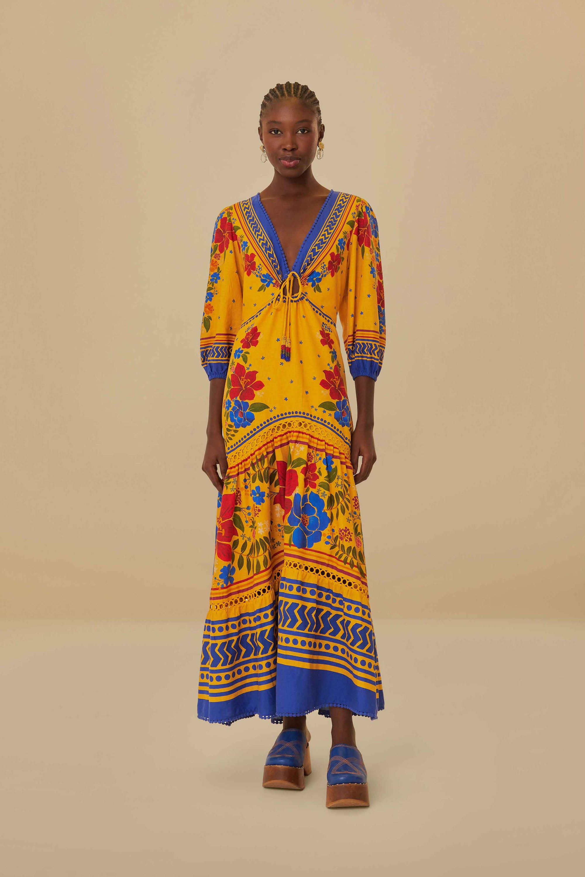 NEW_Floral Yard Yellow Robes longues - Floral Yard Yellow
