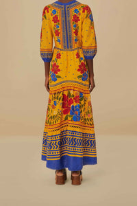 Robe midi Floral Yard en lin - Jaune