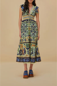 Robe midi Ocean Tapestry en coton - Vert