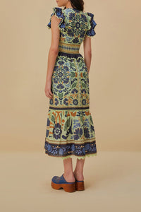Robe midi Ocean Tapestry en coton - Vert