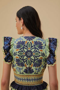 Robe midi Ocean Tapestry en coton - Vert