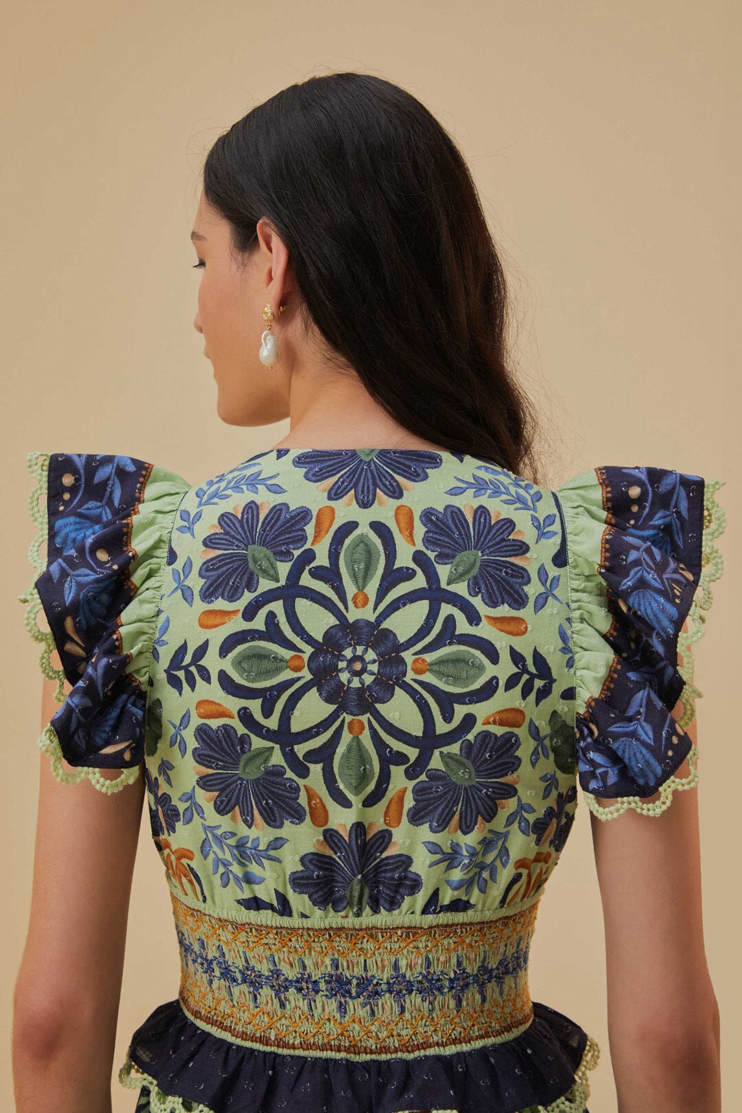 Robe midi Ocean Tapestry en coton - Vert