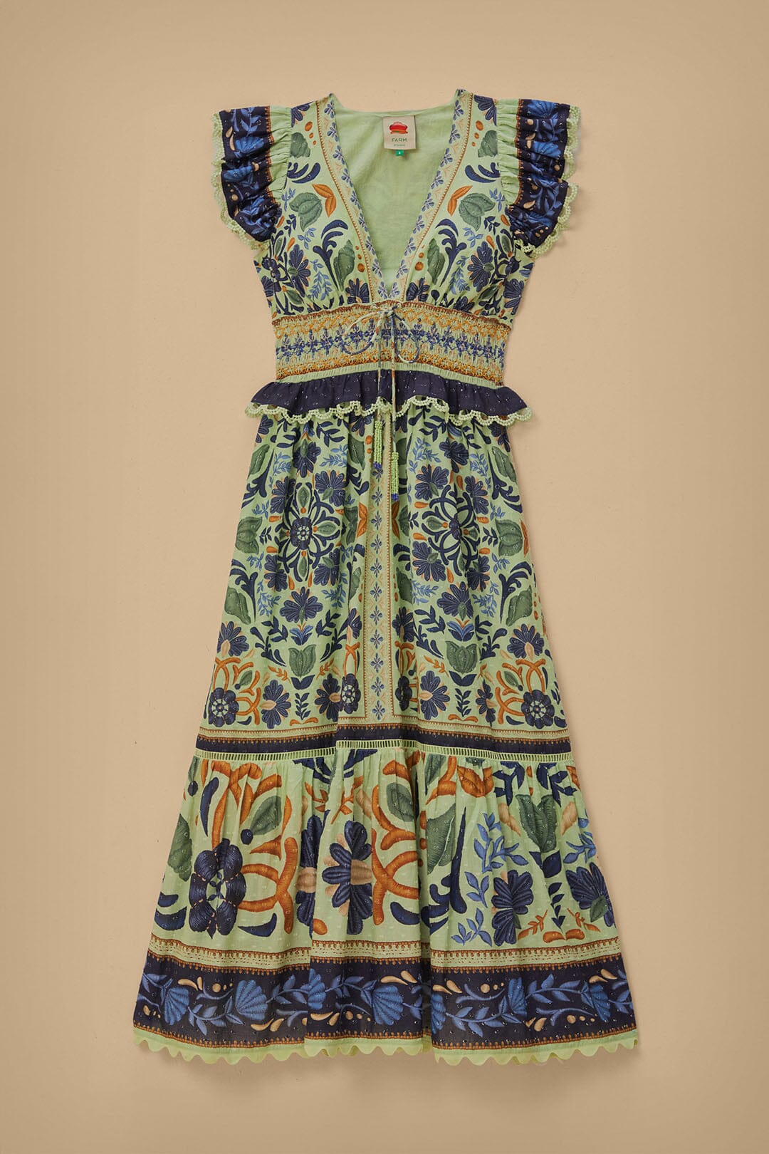 Robe midi Ocean Tapestry en coton - Vert