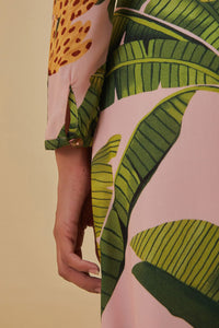 Robe longue Banana Leaves - Rose