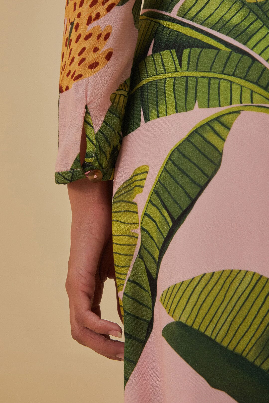 Robe longue Banana Leaves - Rose