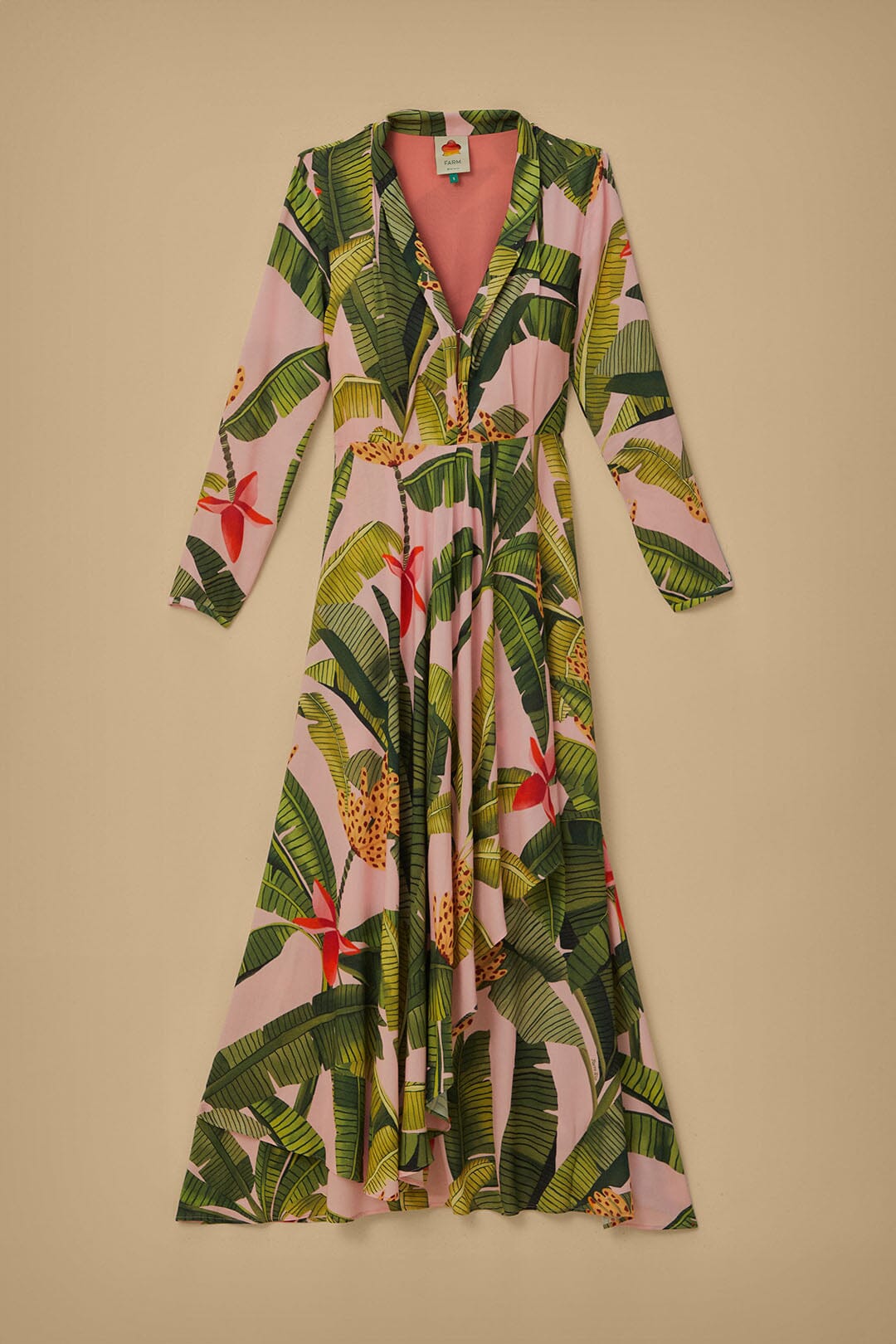 Robe longue Banana Leaves - Rose